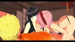 Riproduci Azione hentai 3D: Naruto, Sakura e Hinata si sporcano e si sporcano